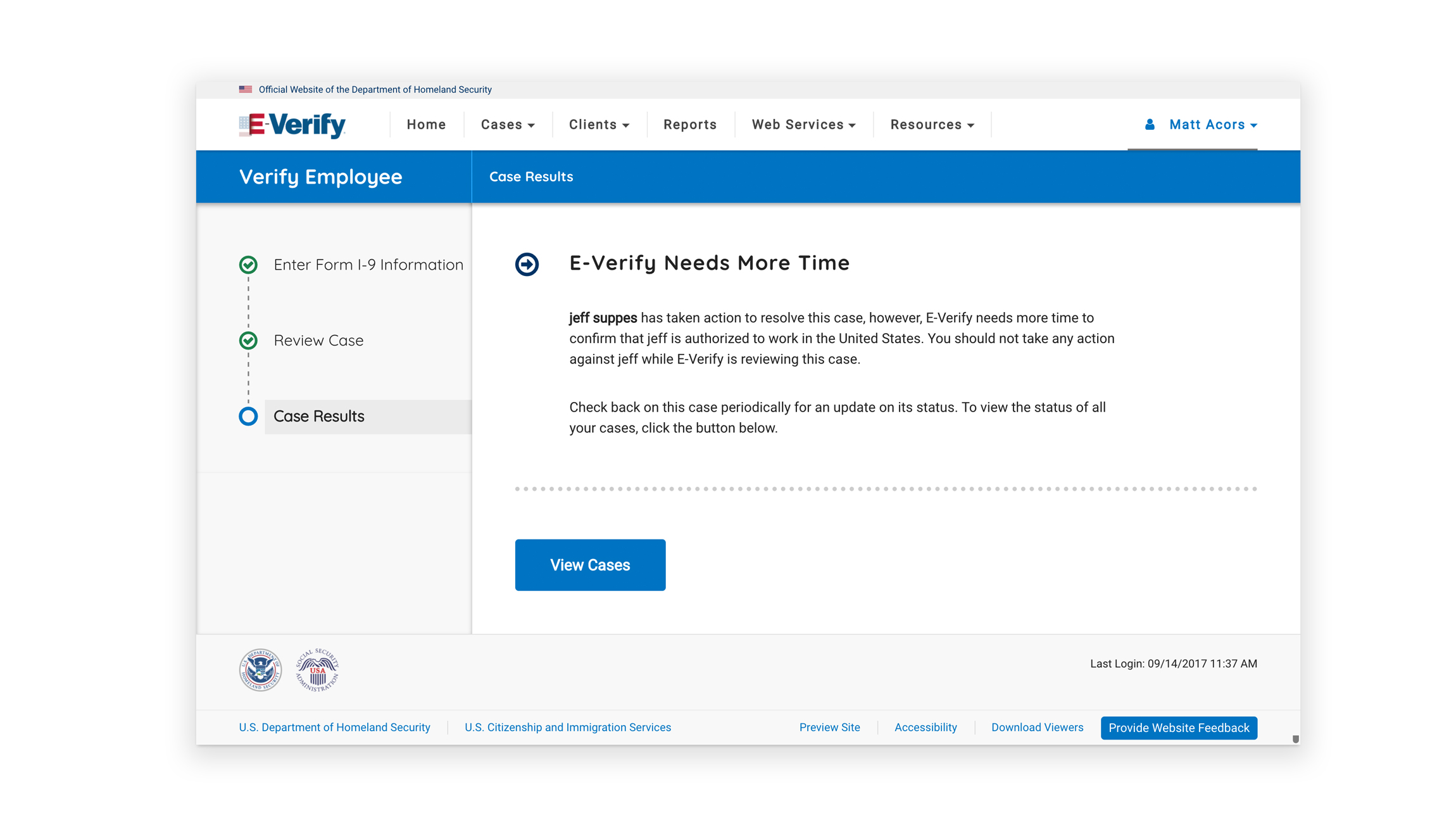 Images of the new e-verify design featuring more plain language guidance