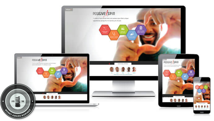 Photo showcase of Positive Spin in different viewing devices.