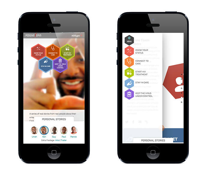 Image of the different ways a user can navigate Positive Spin.
