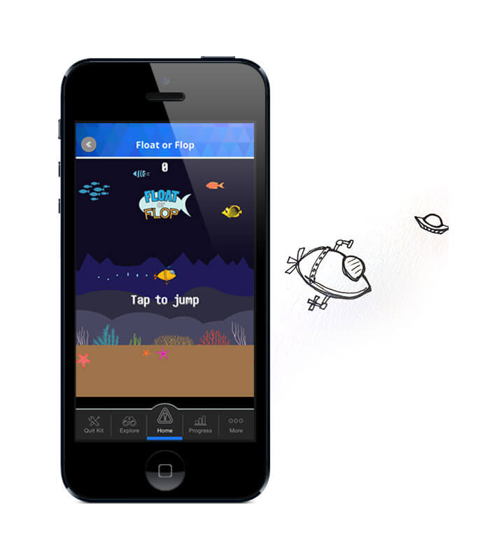 Image a game featured in quitSTART and an early sketch.