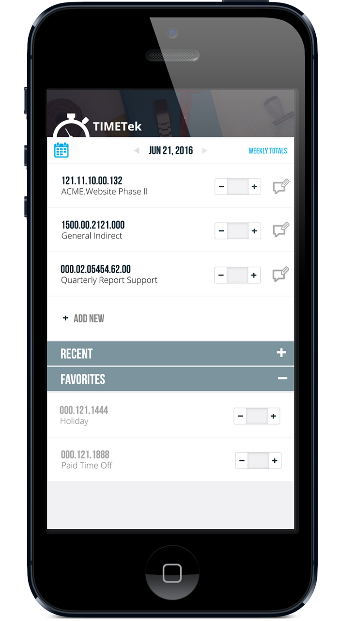TimeTek Typical Screen